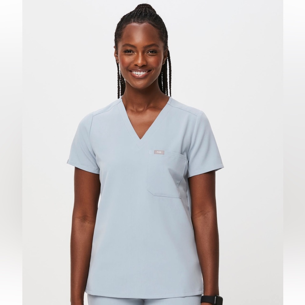 FIGS XXS Dusty Blue Catarina one pocket scrub top